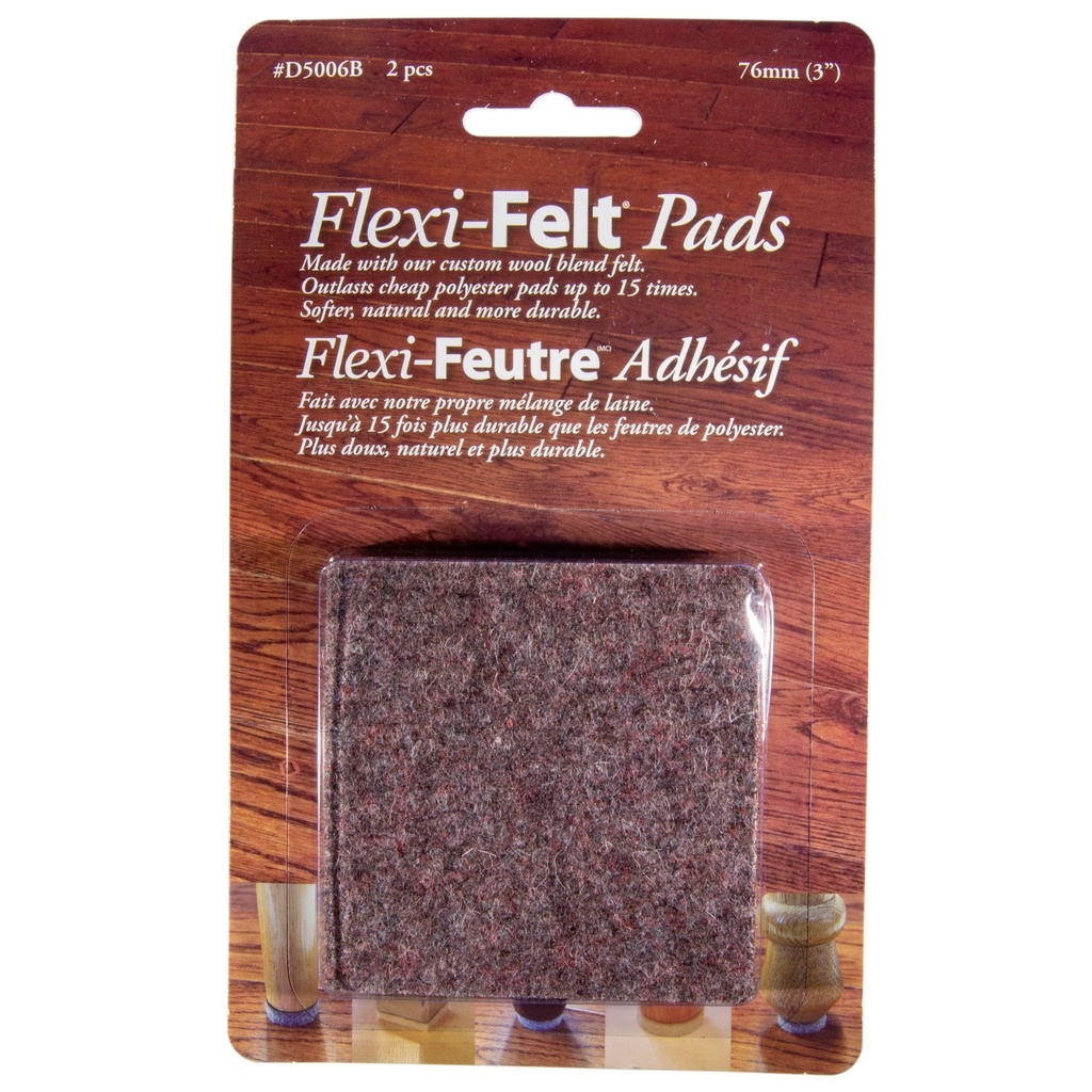 3" Sq Dark Brn Flexi-Felt Pad