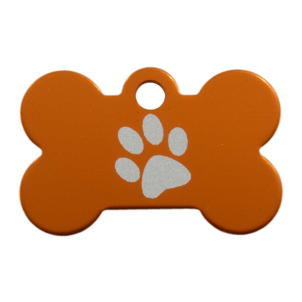 [MF308946] Small Bone Paw Pet Tag Orange