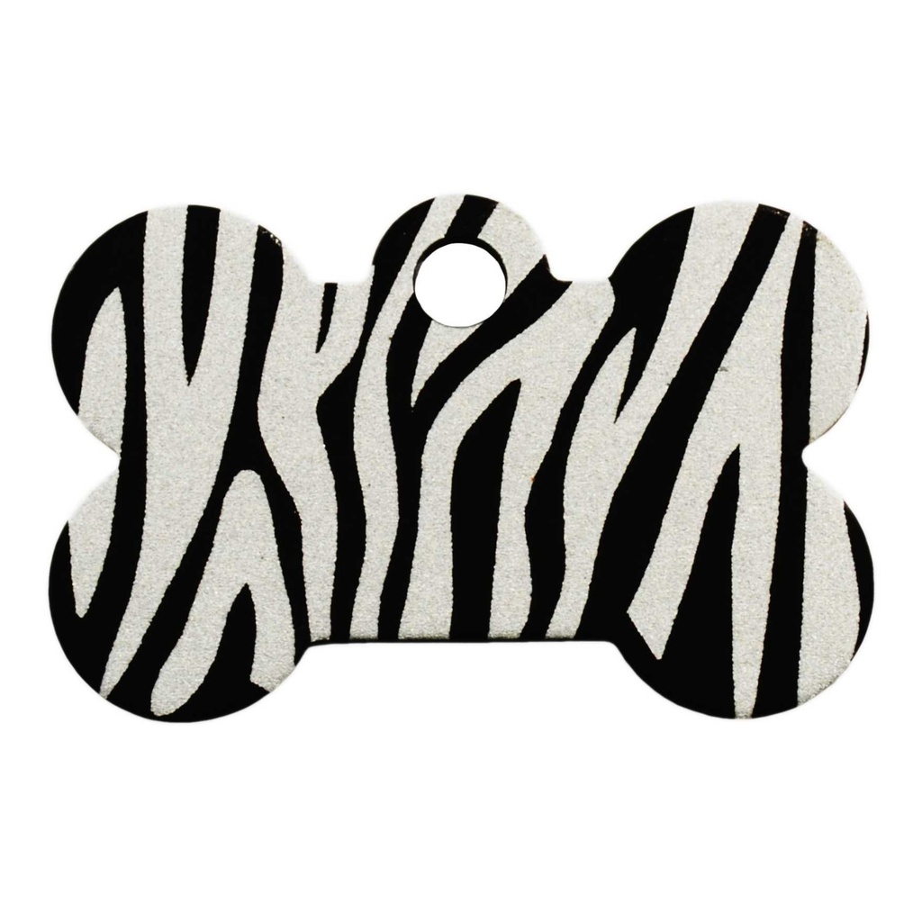 Sm Bone Zebra Pet Tag Black