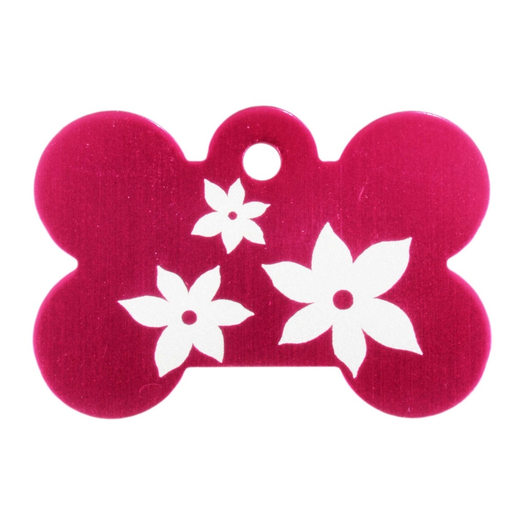 Lg Bone Lily Pet Tag Pink