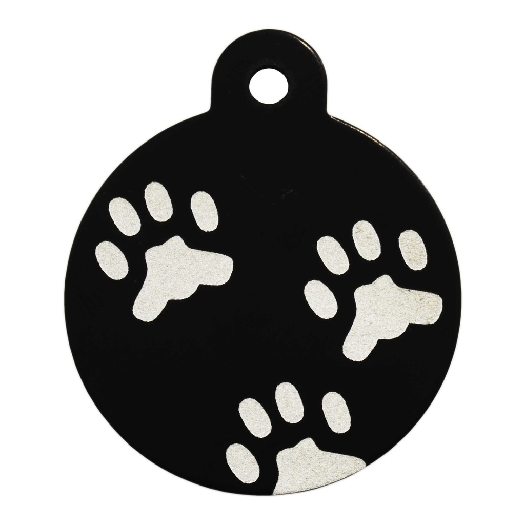 [MF308959] Lg Circl 3Paws Pet Tag Black