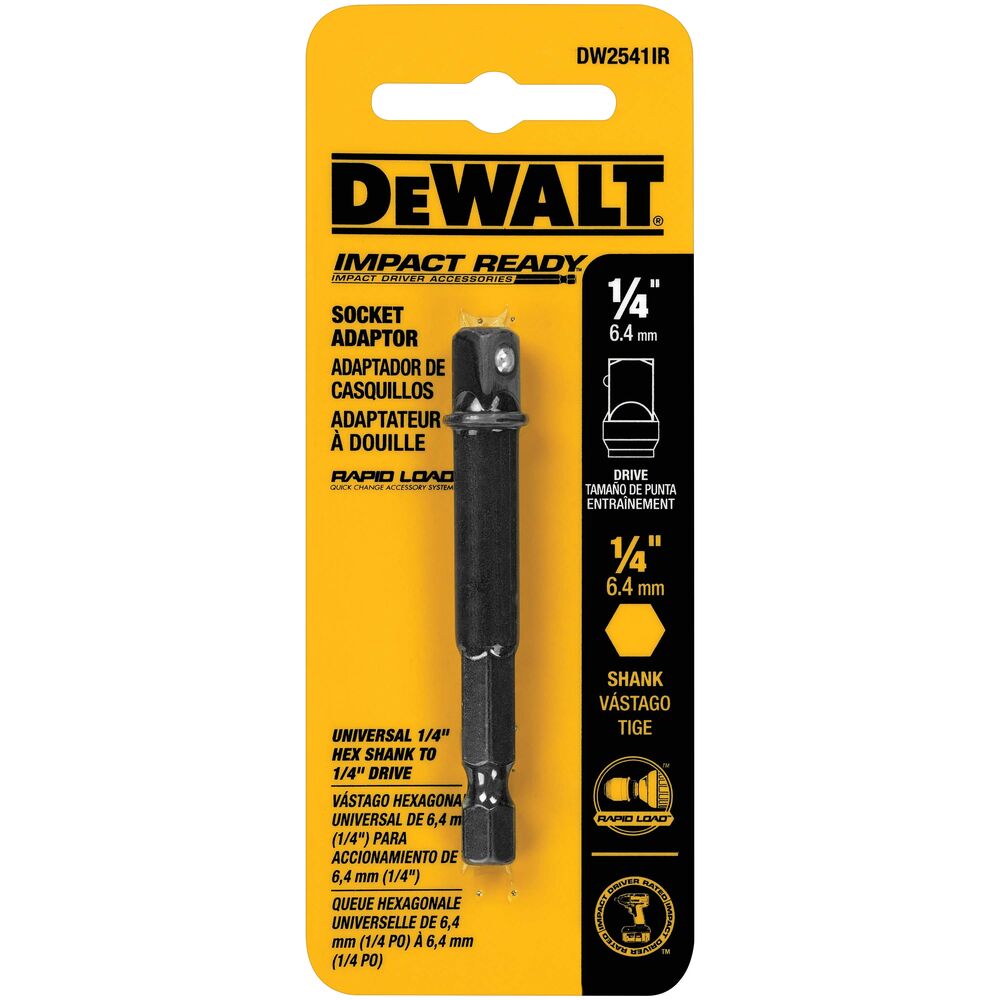 [DW2541IR] 1/4" HEX to 1/4" SQ IMP READY SOCKT ADPT