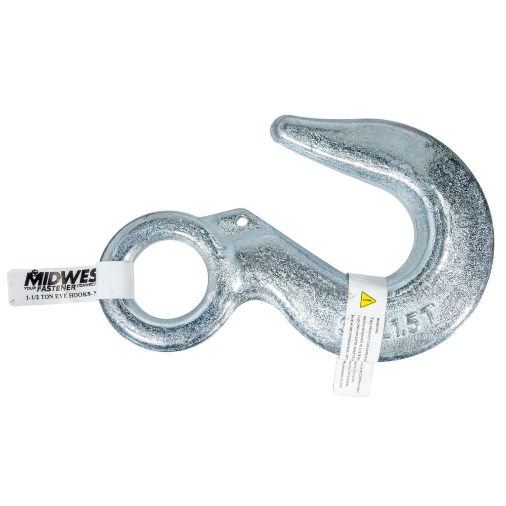 1-1/2 Ton Slip Hook Eye Zn