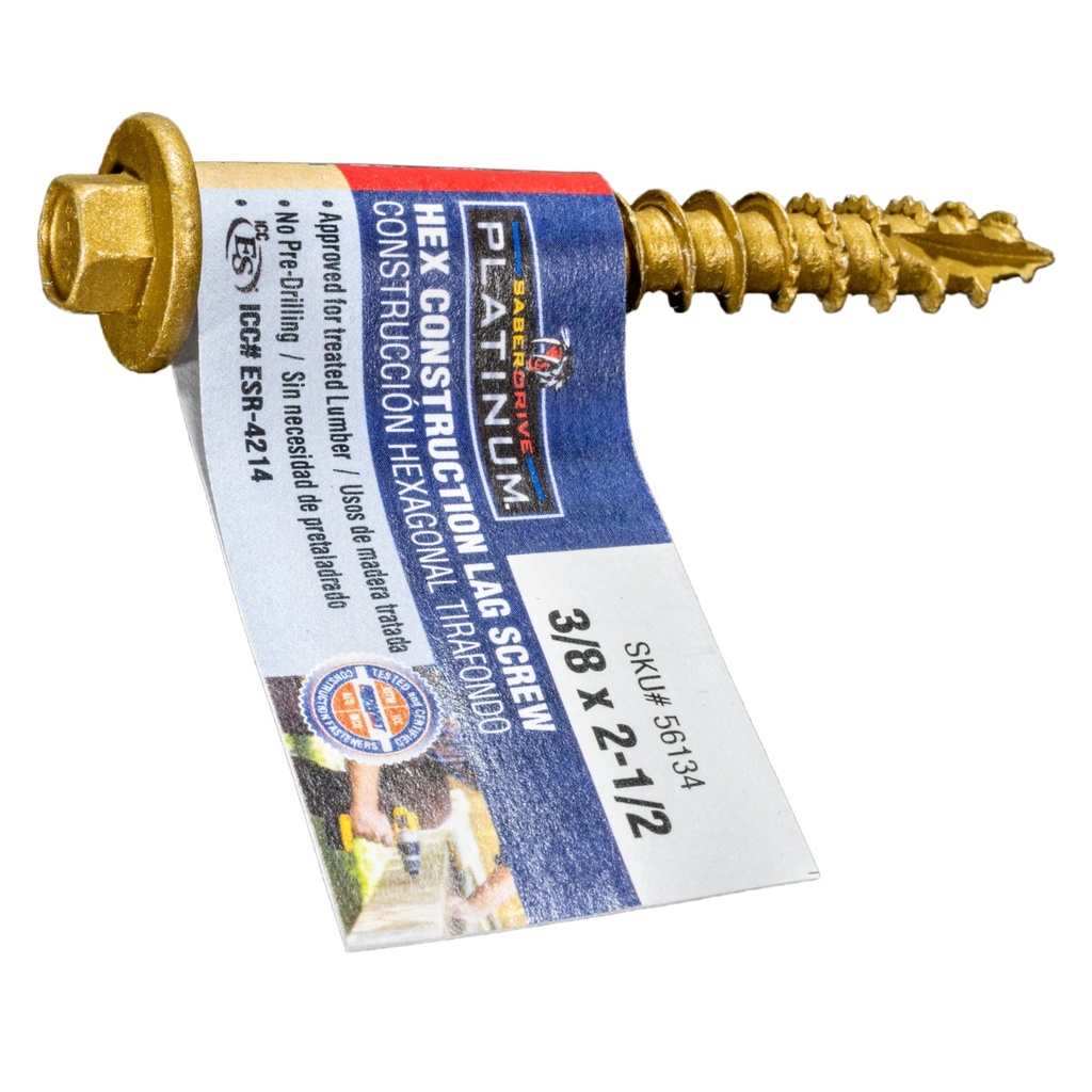 3/8 x 2-1/2 Hex Cons Lag Tan