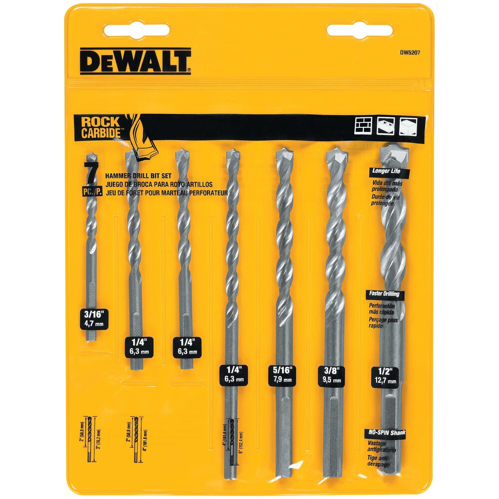 [DW5207] 7PC MASONRY BIT SET