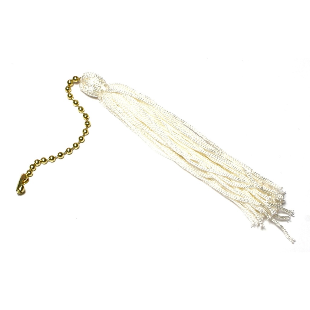 5" White Ball Chn Tassel