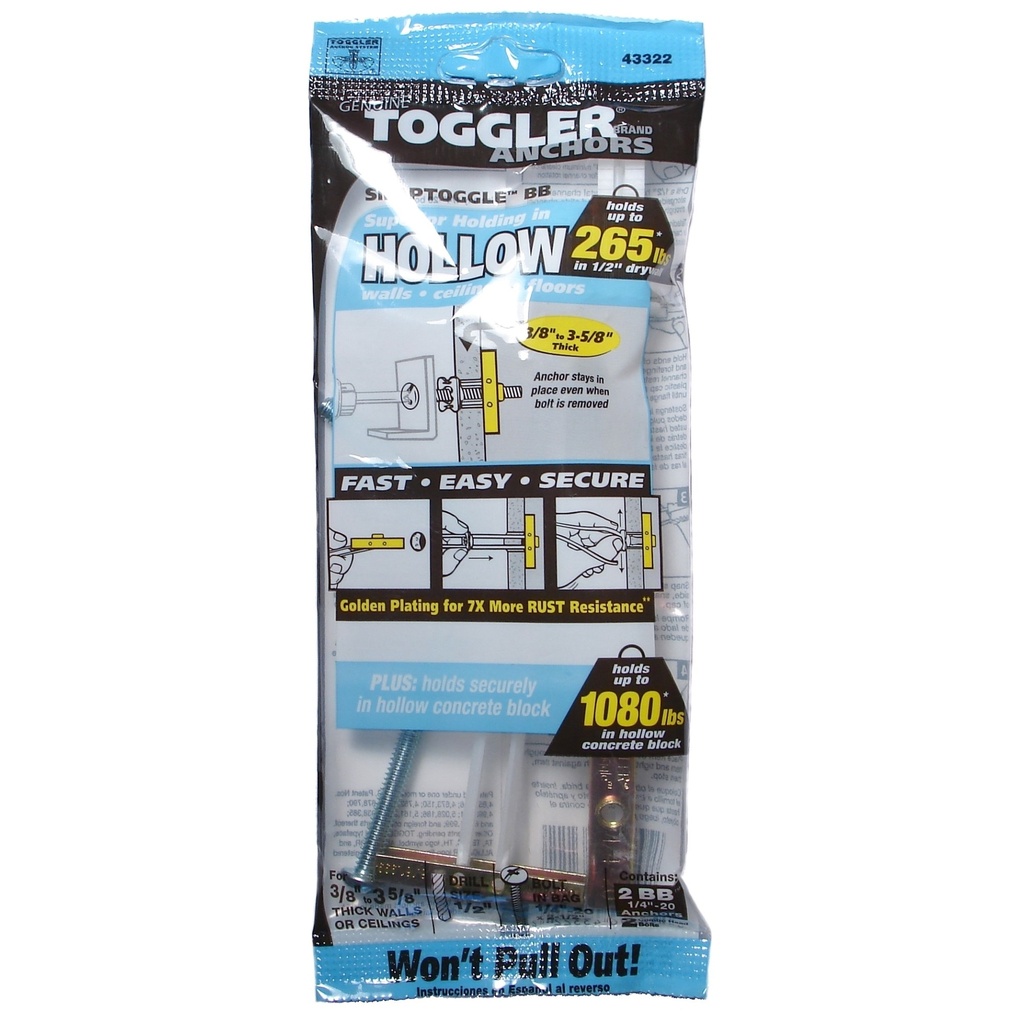 1/4-20 x 2-1/2Snaptoggle Bolt