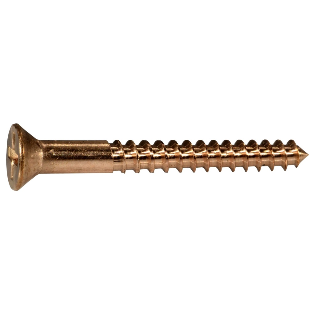 6 x 1-1/4 Ph Fl Wood SlBz