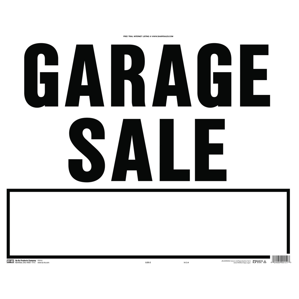 [MFA00151] GARAGE SALE (BLACK ON WHITE)