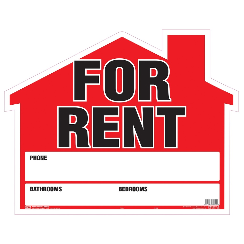 FOR RENT HOUSE-SHAPED SIGN