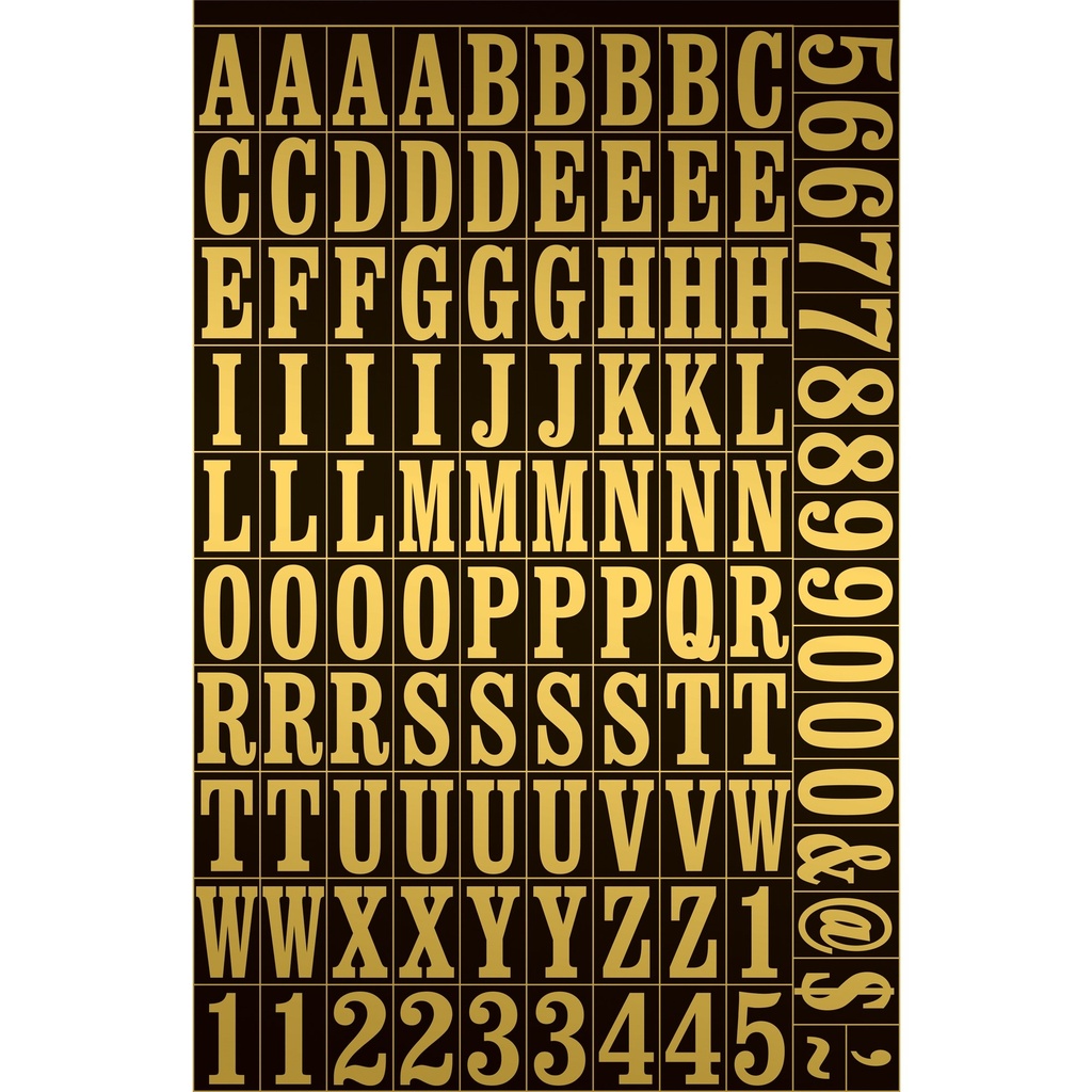 1IN BLACK/GOLD NBRS/LTRS