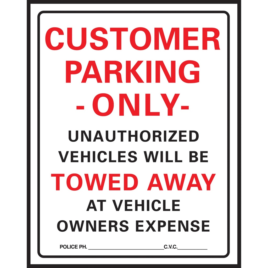 CUSTOMER PARKING ONLY