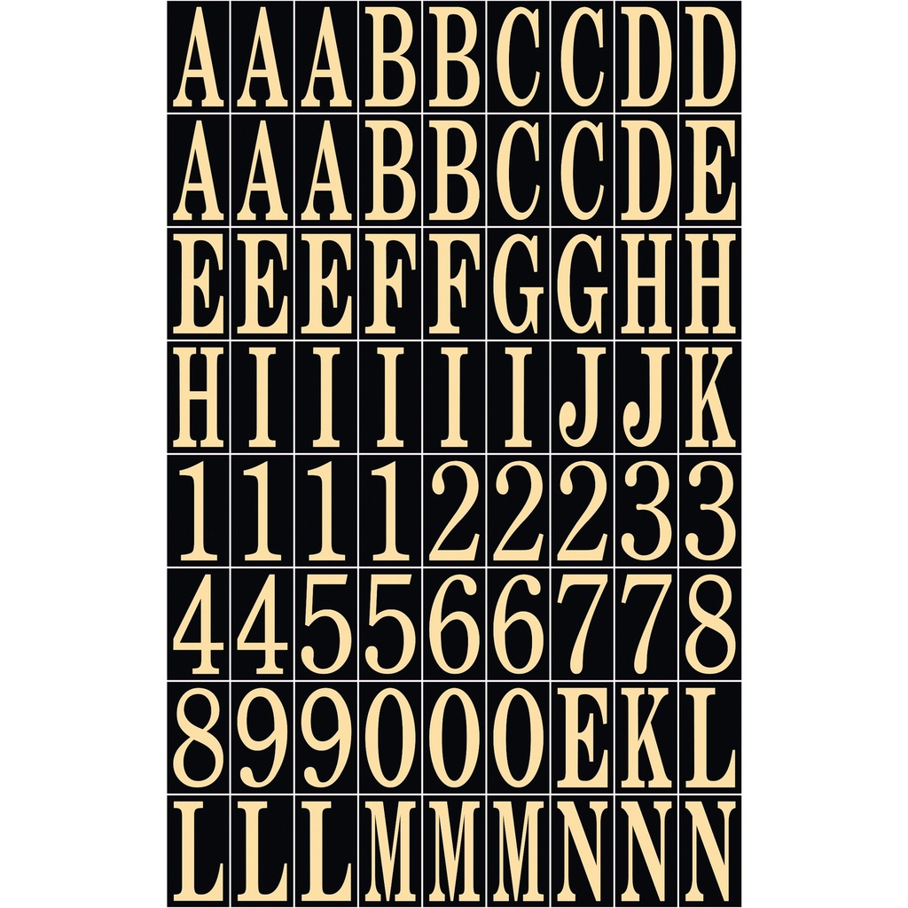 1IN BLACK/GOLD NBRS/LTRS