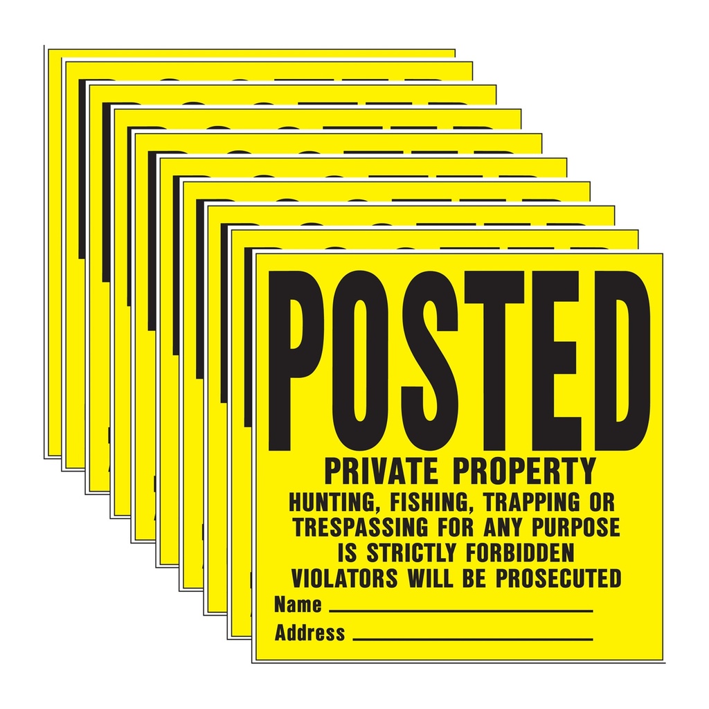 [MFA03111] 10 PC. POSTED SIGNS