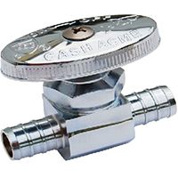 23063LF 1/2"PEX Barb X 1/2" Barb Brass Straight Stop Valve, Stainless