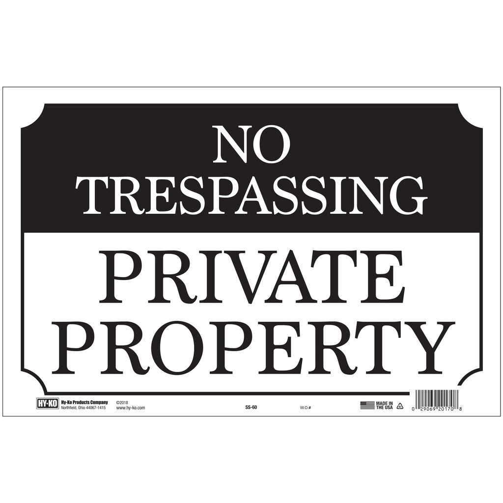 [MFA20170] NO TRESPASSING BLK/WHT