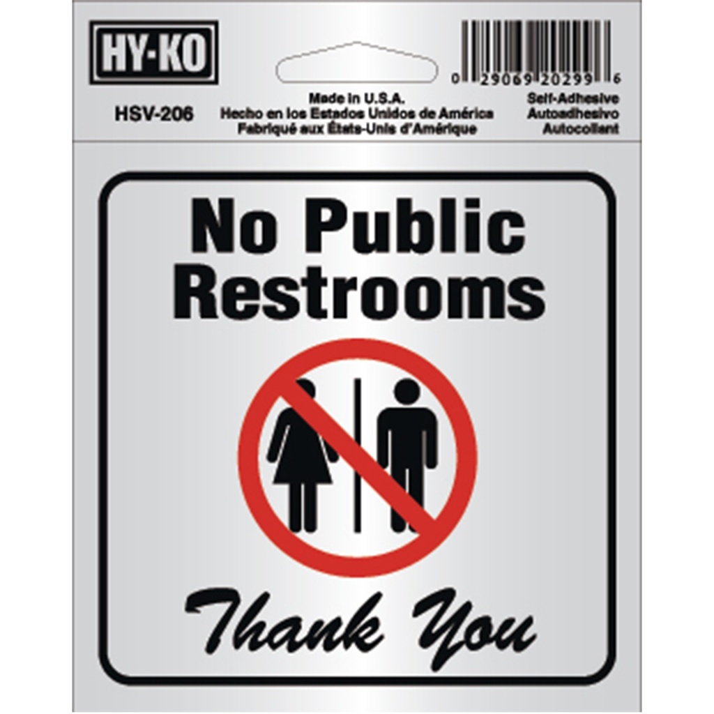 [MFA20299] 4X4IN SELF ADH NO RESTROOMS