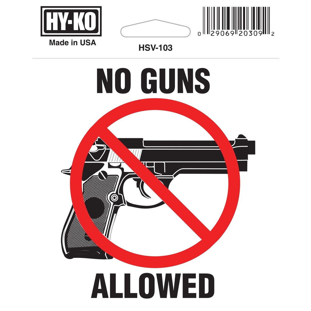 [MFA20309] 4X4IN SELF ADH NO GUNS ALLOWED