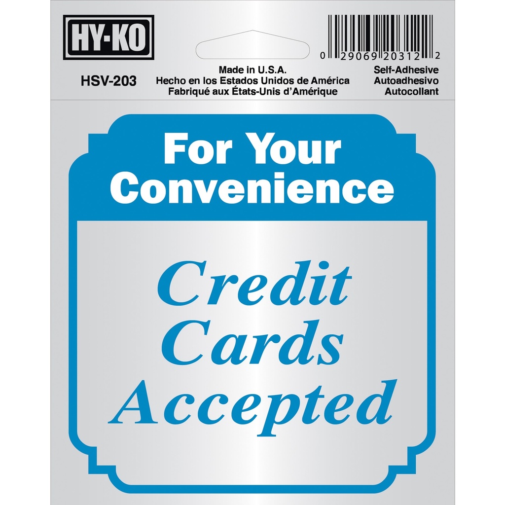 [MFA20312] 4X4IN ADH CREDIT CARDS ACCEPTD