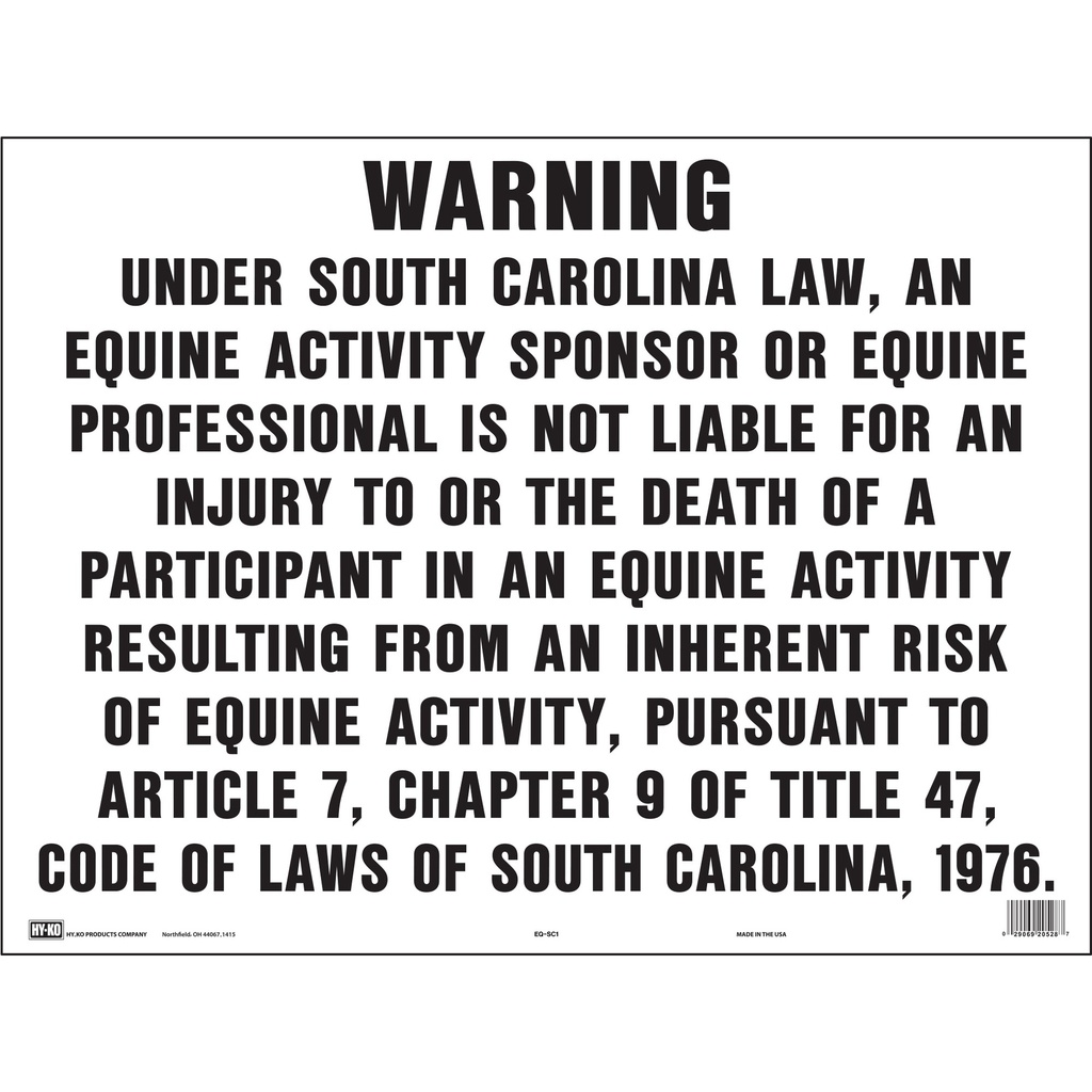 EQUINE SOUTH CAROLINA SIGN