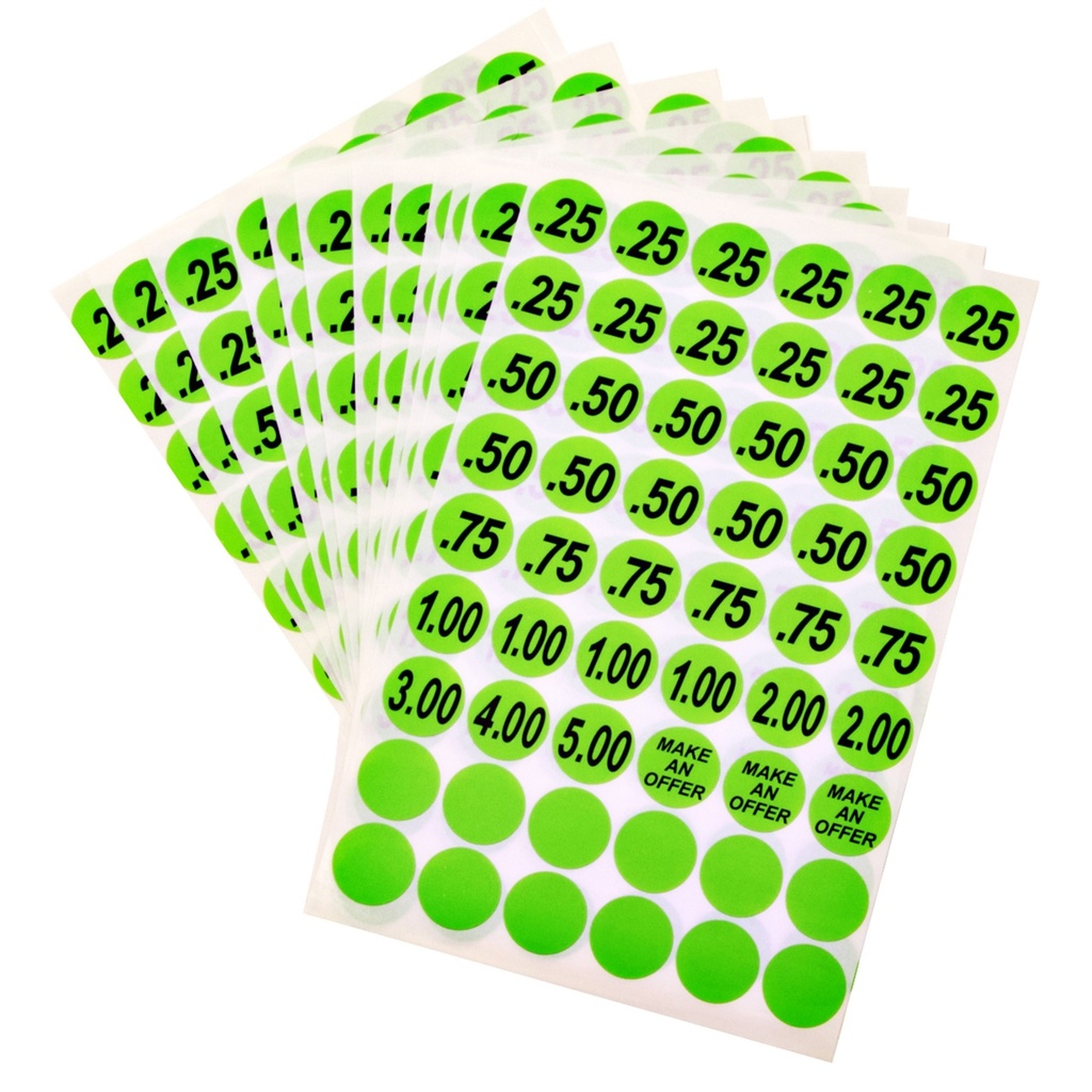 3/4IN GREEN PRICE LABELS