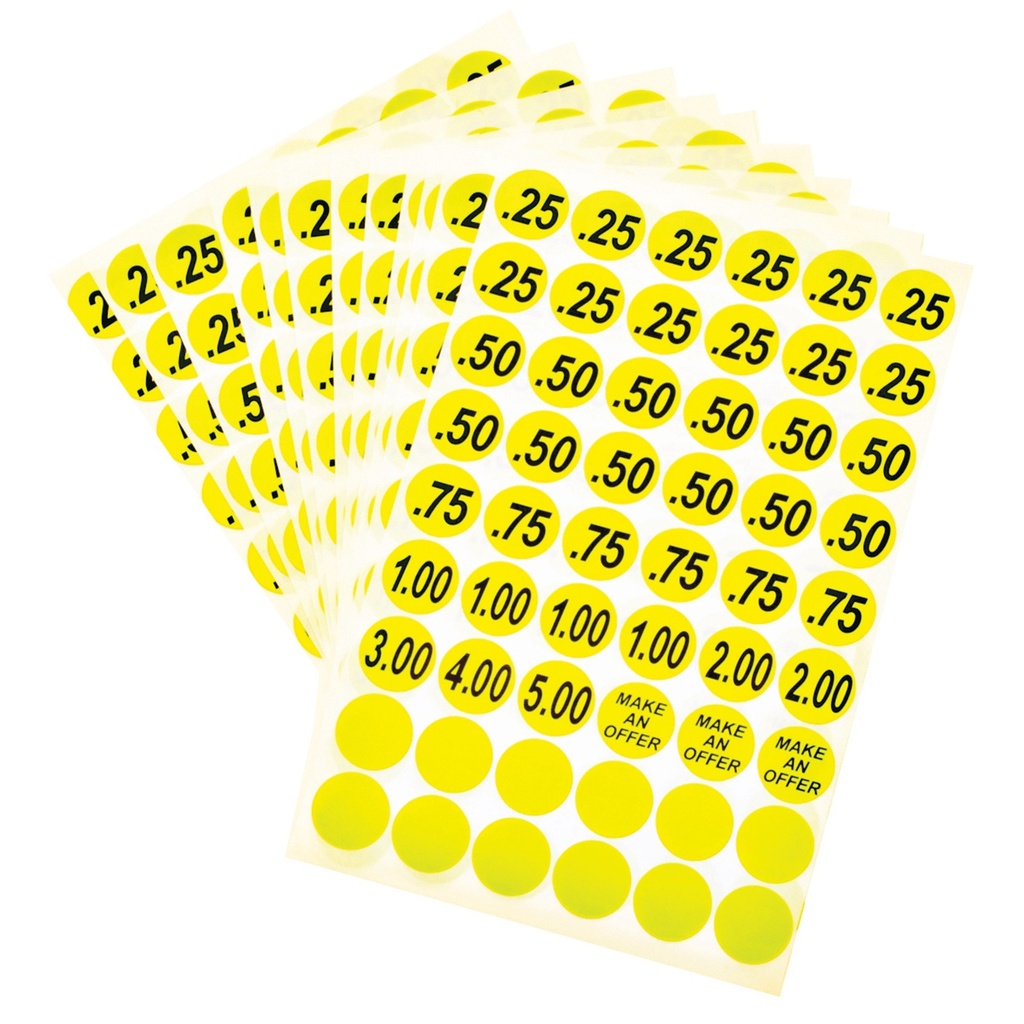3/4IN YELLOW PRICE LABELS