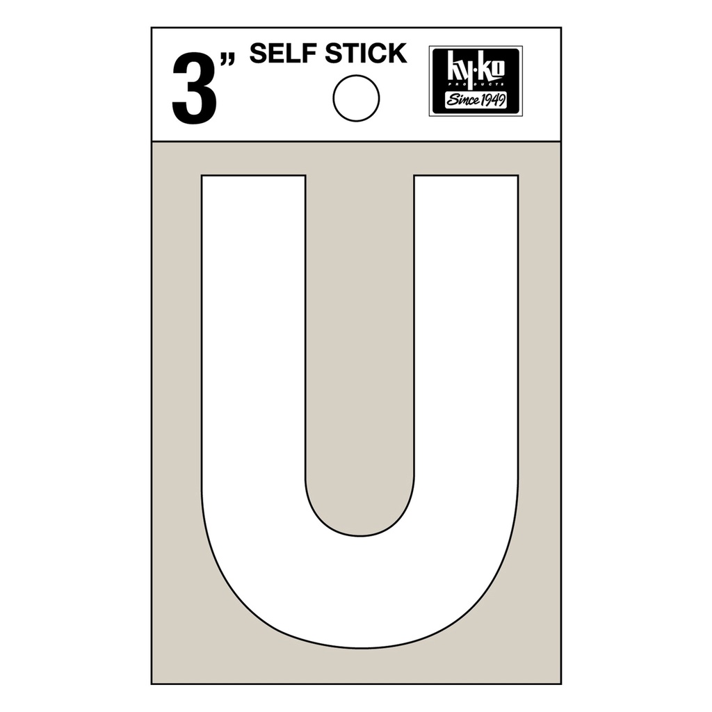 3IN WHITE VINYL LTR U