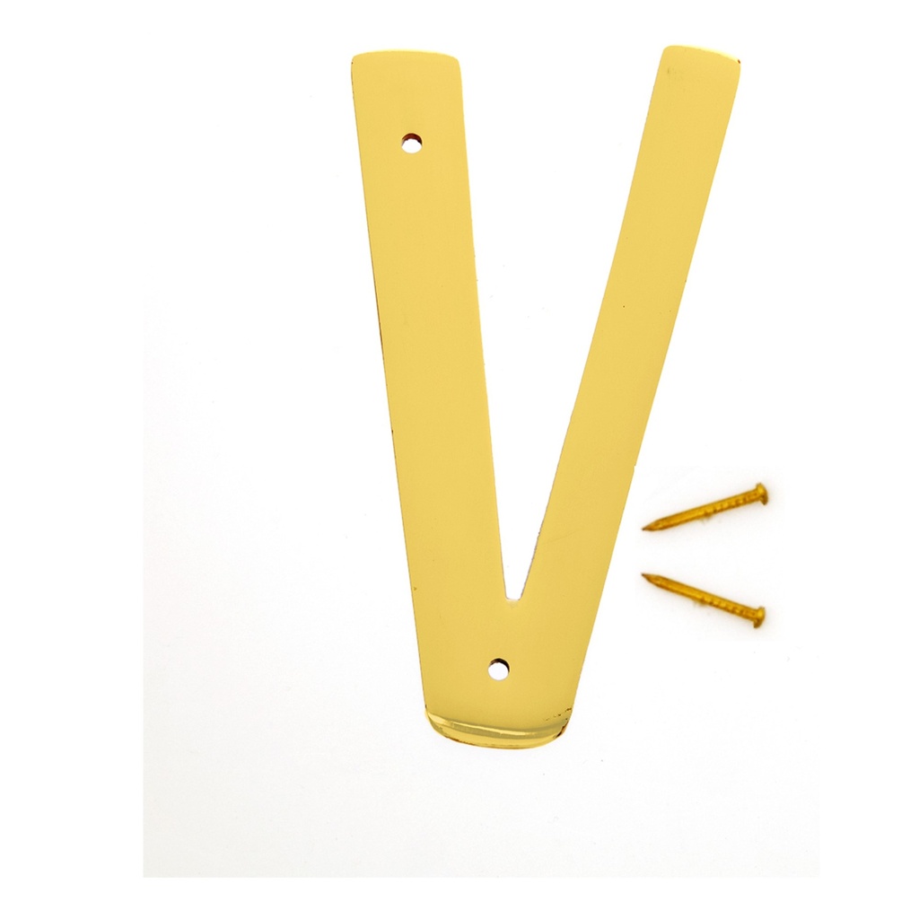 4IN DECORATIVE BRASS LTR V