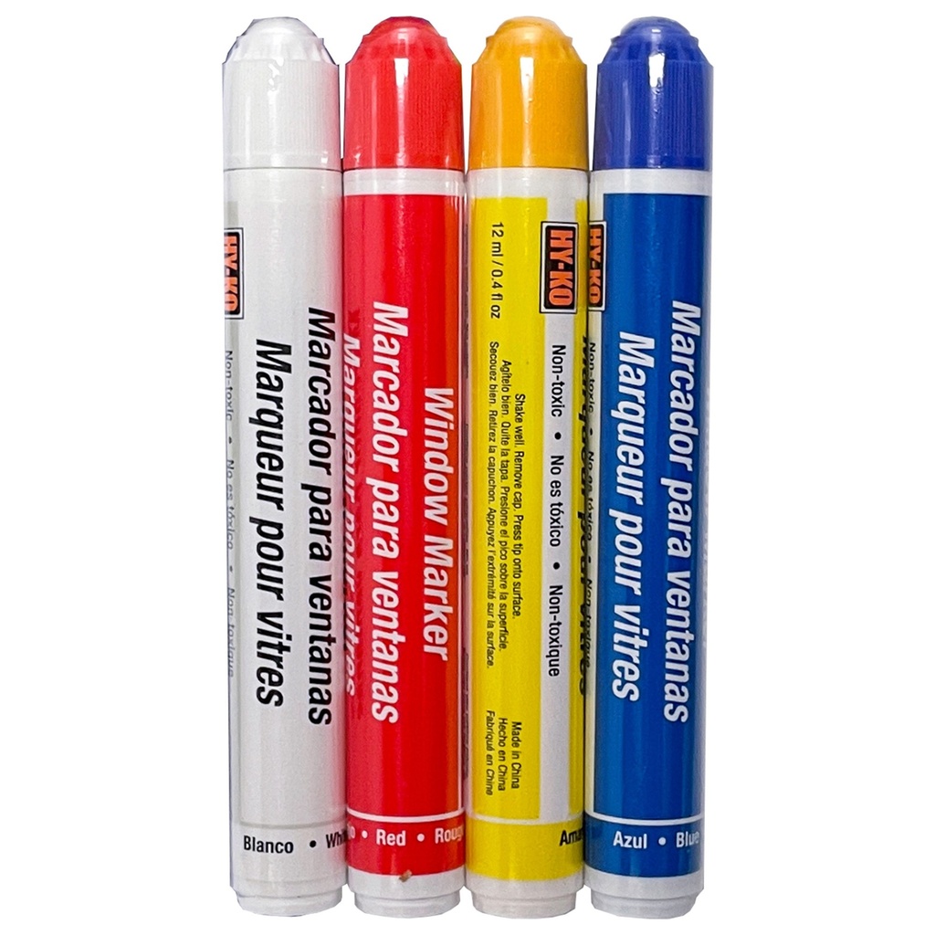 [MFA40613] WINDOW MARKERS-4PK/RD/BL/WH/YL