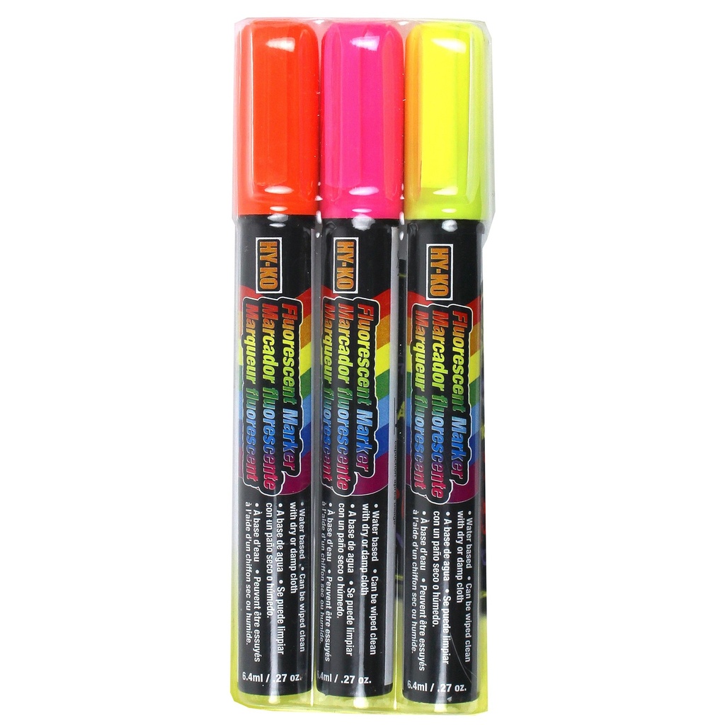 [MFA40618] FLUORESCENT MKRS-3 PK/OR-PK-YL