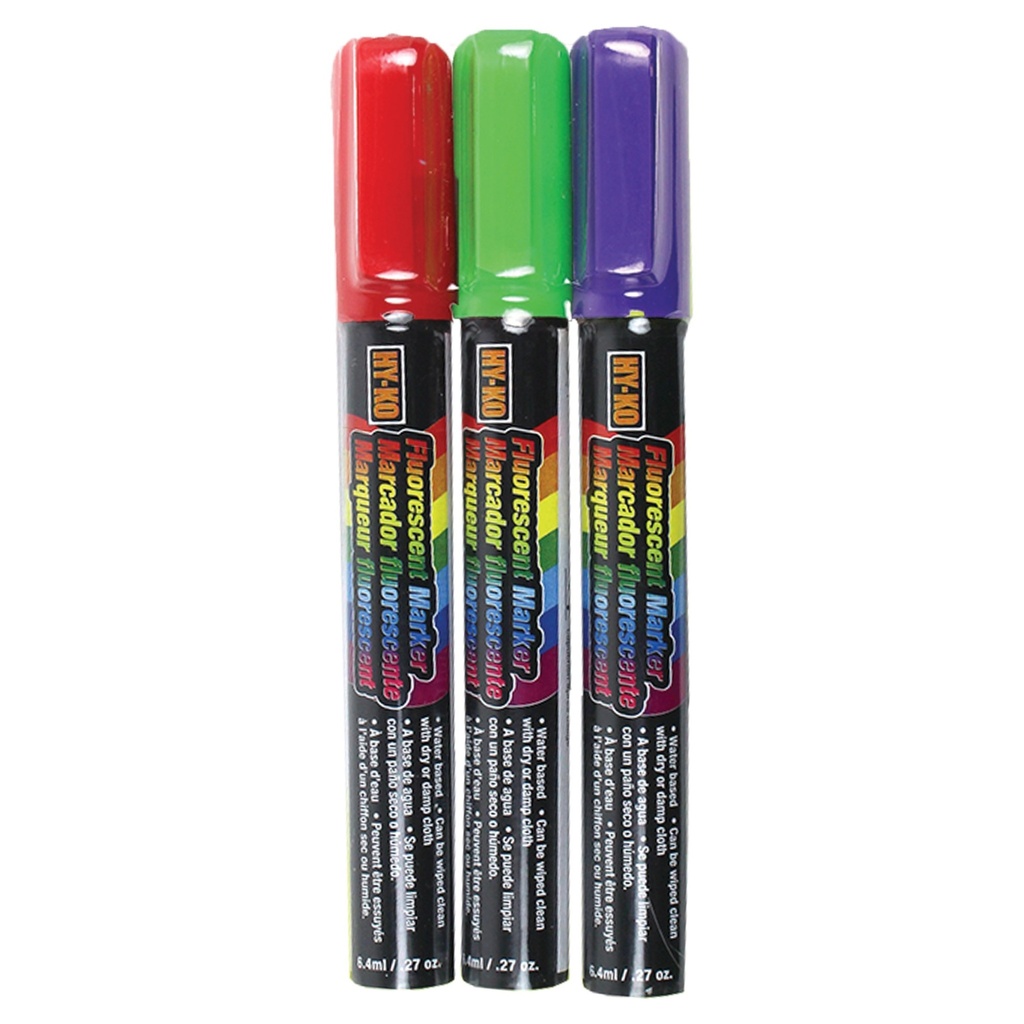[MFA40619] FLUORESCENT MKRS-3 PK/RD-GR-PRP