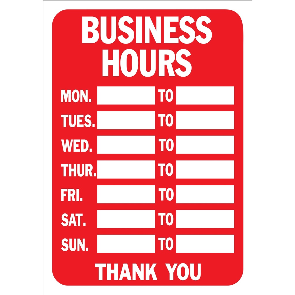 BUSINESS HRS STATIC CLNG KIT