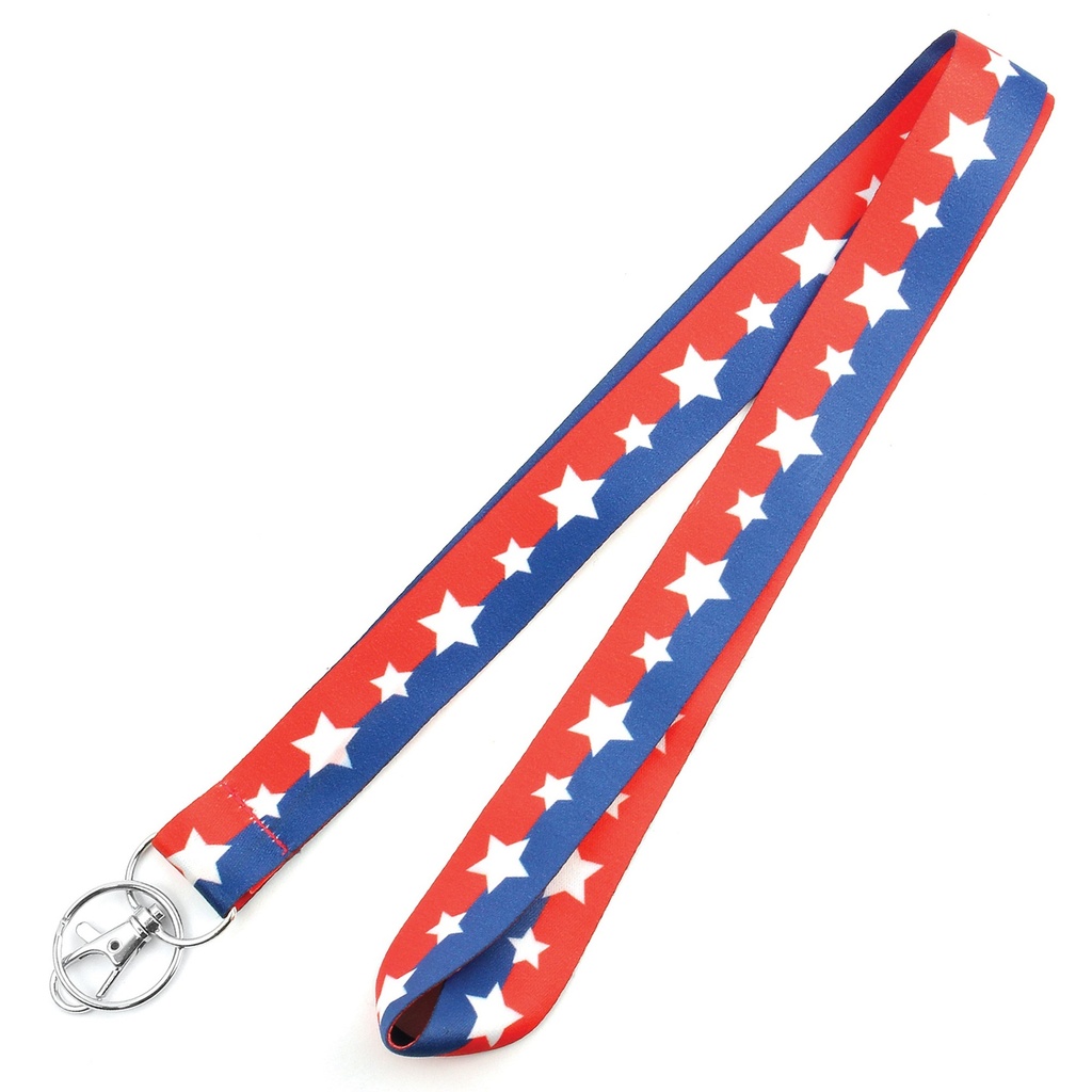 [MFA75278] 1IN W R/W/B STARS LANYARD