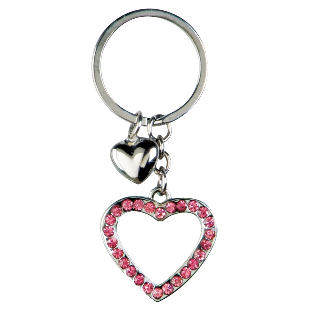 [MFA76404] BLING PINK GEM HEART KEY RING