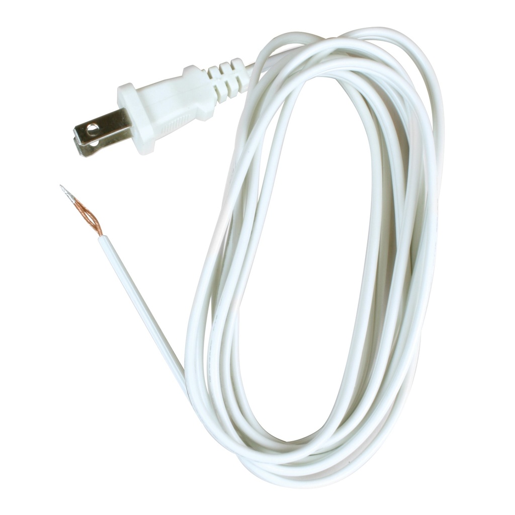 LAMP CORD 8' WHITE 18-2/SPT-1