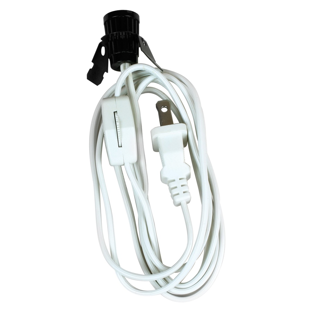 [MFC60138] LAMP CORD 6' WHITE W/CLIP SOCK