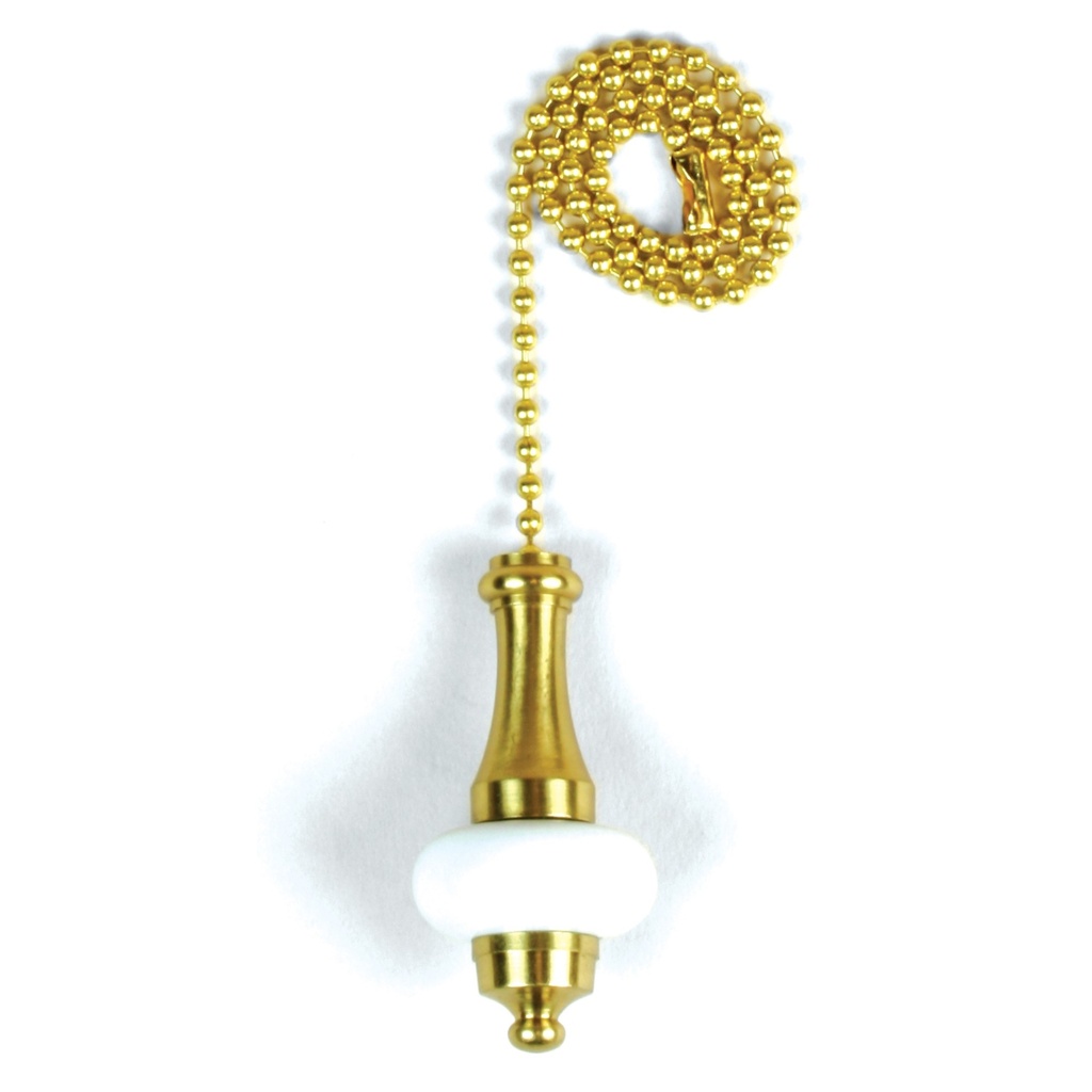 PULL CHAINBRASS/WHT CERAMIC W/